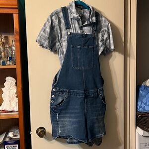 Gemma Rae Denim Overall Shorts with Pocket Detail Size Large